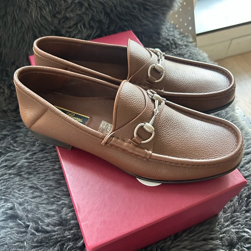 Gucci Men’s Brown Leather Horsebit 1953 Loafer Size 10.5